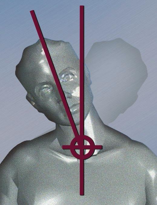 head using the base of the neck as the origin point.
