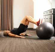 STABILITY BALL BRIDGE PULSES WITH STABILIZER BALL Lie on your back with your heel on the stability ball, knees bent.