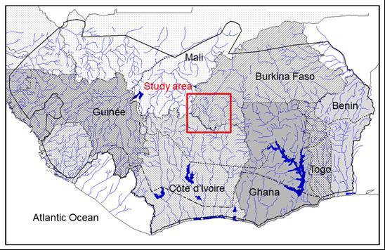 296 297 298 299 300 301 302 303 Fig. 1. Map of the Onchocerciasis Control Programme in West Africa showing the study area. Rivers and lakes are shown in blue.