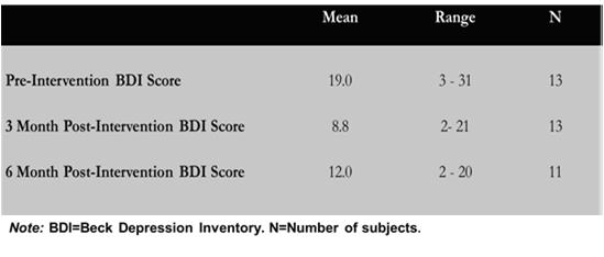 Results Results indicate that the PIM-D intervention appeared to be connected to lower Beck Depression Inventory (BDI) scores.