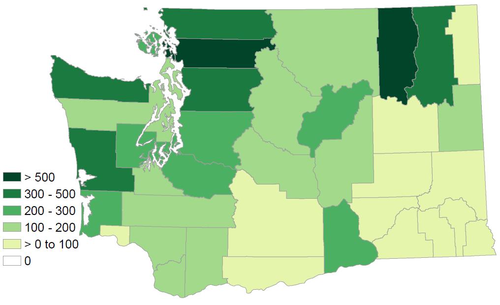Buprenorphine prescribed by physicians approved to use for addiction treatment in 2013 Rate per 100,000 population Source: WA Dept. of Health Prescription Monitoring Program.