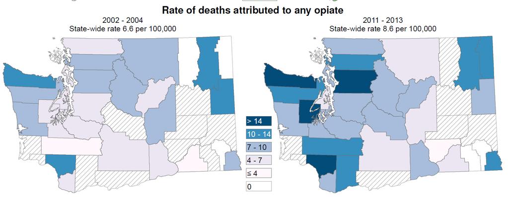 In Eastern Washington Approximately 2 opiate involved deaths