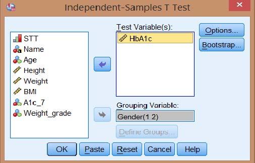 Variable(s) Vào Define Groups để chọn nhóm so
