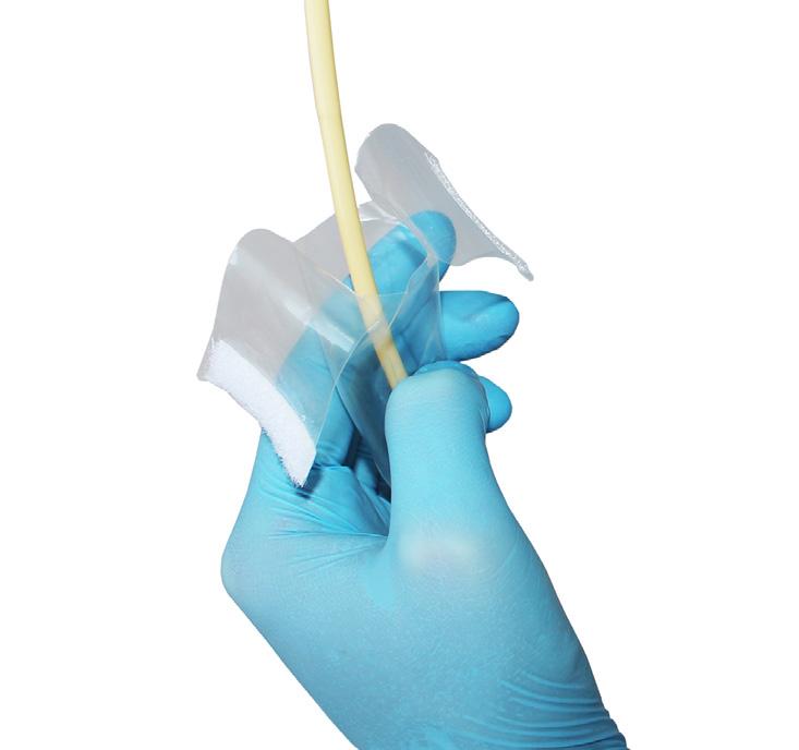 Using the Aseptic Catheterisation Sleeves 5 6 Hold the sleeve upright in a semi-open