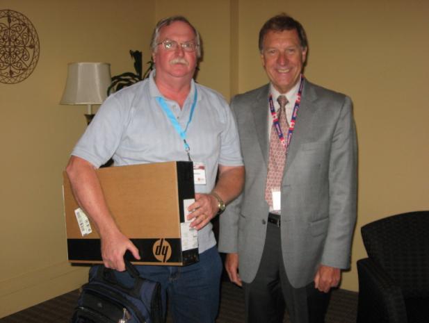 The winner of the conference grand prize was Lanny Hofmeister of BMT Fleet Technology Ltd. who took home an HP laptop loaded with software and accessorized with a laptop knapsack and cooling pad.