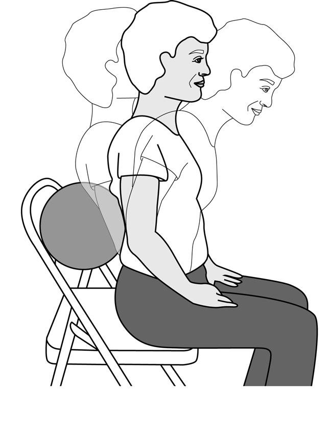 Back Massage Seated in a chair with good posture, place a ball behind you and lean against it with your upper back to hold the ball up