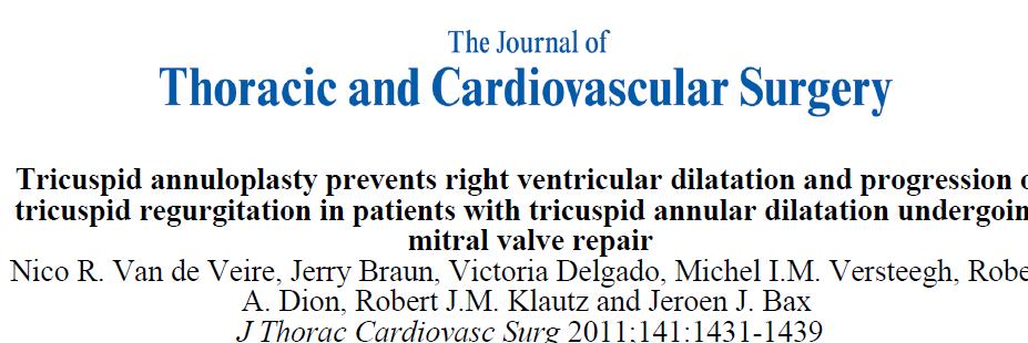 Conclusions: Concomitant tricuspid annuloplasty during mitral valve repair should be considered in patients with tricuspid annular