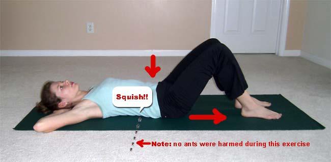 Keep both arms by your sides (in the pictures my arm is behind my head only to show you the movement in your low back.