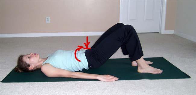 Inhale at the top and exhale as you lower your hips back down. Go slow and focus on lengthening your low back and reaching your tailbone away from you.