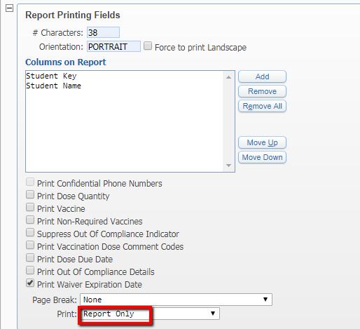 Report Printing Fields allows you to customize items