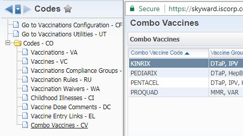 Name the combo vaccine, to link with the