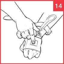 Take the butterfly needle out of the packaging and straighten the tubing by running your fingers down the length of it (Diagram 12).