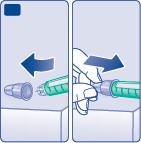 Once the needle is covered, carefully push the outer needle cap completely on and then unscrew the needle. Dispose of it carefully, and put the pen cap back on after every use.