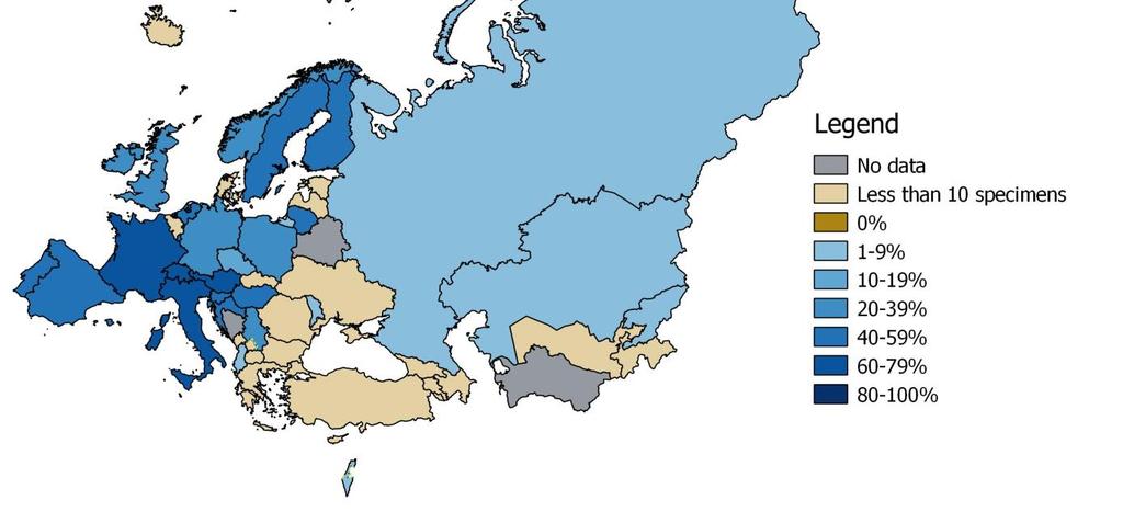 Findings Primary care data Data reported for week 1/2018 showed 12 Member States in northern, western and southern areas of the WHO European Region (Croatia, France, Ireland, Israel, Italy, the