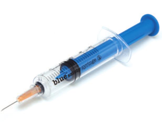 The Medicina automatically retractable safety syringe is available in a range of barrel and needle gauge sizes.