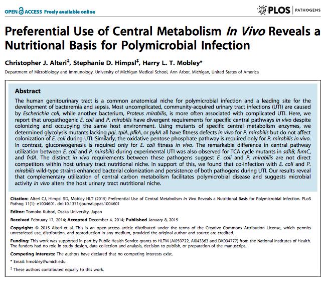 Bacteria Share Metabolic Products in Polymicrobial Infections The sharing of metabolic