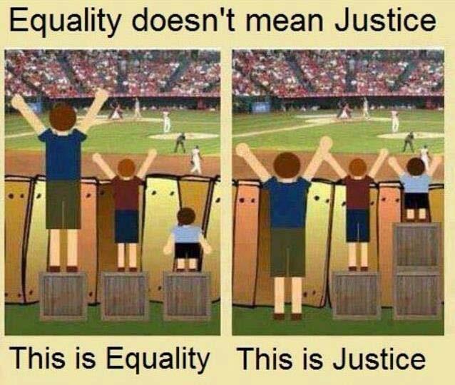 With Equity, inputs may need to be different to achieve equal outcomes This is