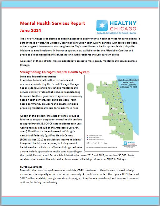 An Improved Mental Health Infrastructure for Chicago Two years after the reforms, the