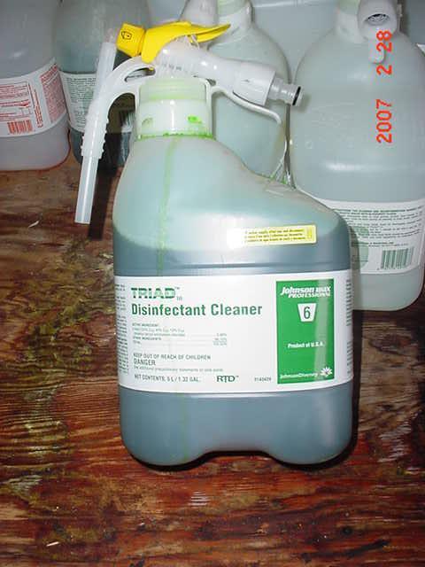 Custodial Practices Spills involving blood / bodily fluids Food Service can substitute 50 ppm bleach solution for Triad disinfectant 1. Isolate spill area Use caution signs, custodial cart, etc.