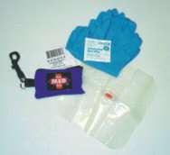Use pocket mask found in AED accessory