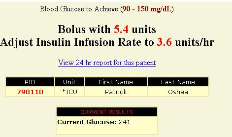 UCSD: Insulin Infusion Calculator (web-based, lives outside of EPIC) Computer program provides recommendation for bolus