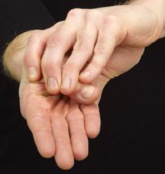 Thumb Adduction 1 2 Area Being Stretched: Base of Outside of Thumb Muscle Emphasized: Abductor Pollicis 1.