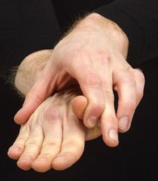 Move your R thumb over the back of your R hand. 4. When you cannot move farther on your own, assist yourself gently with your L hand. 5.