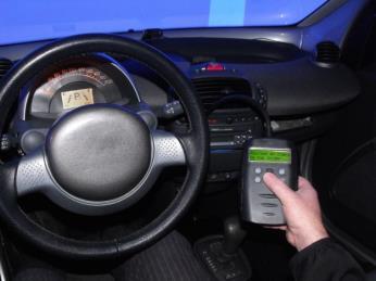 In-vehicle alcohol feedback device Mock electronic device designed by research team to