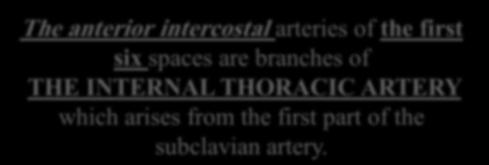 of the subclavian artery The posterior intercostal arteries of the lower
