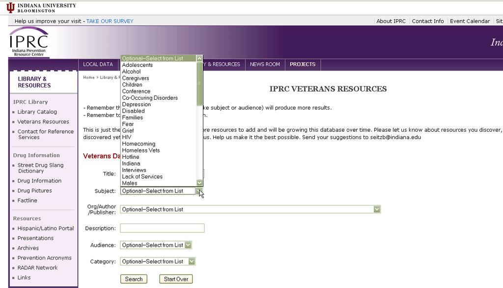 Vet Resources Search