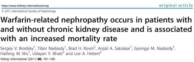 VKA AND RENAL IMPAIRMENT : RISKY