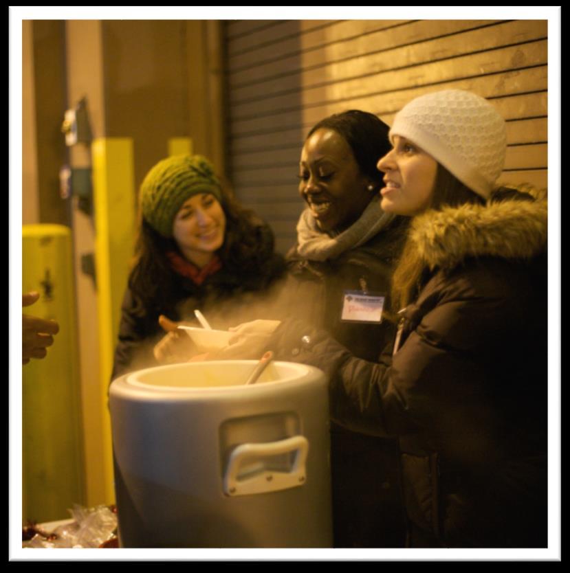 YOUTH OUTREACH TEAM Volunteers provide a meal at the Van and distribute self-care supplies. Outreach professionals provide testing for HIV, Hepatitis C, and other sexually transmitted diseases.