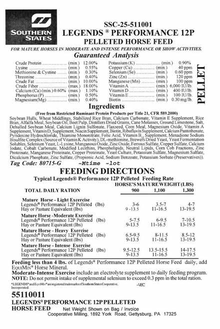 Example of Horse Feed Tag with More Than Required