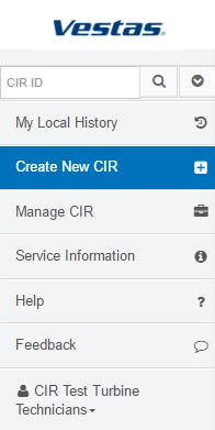 3.2.3 Create New CIR This is where you create new CIRs. The different template types are the same as you know from the existing CIR MS-infopath template.