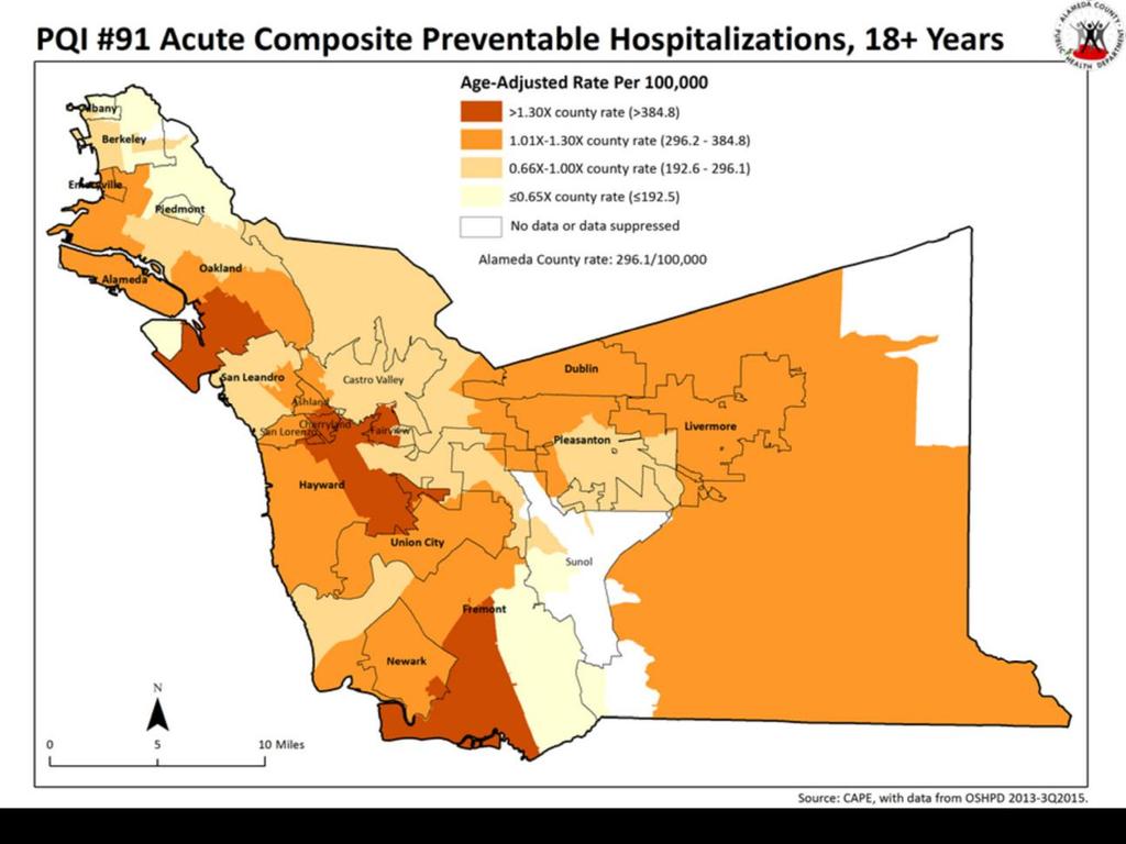 Prevention Quality Indicator (PQI) #91: Acute Composite Preventable Hospitalizations, 18+ Years The acute composite is a summary measure for acute disease preventable hospitalizations, that includes