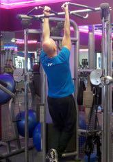 Chin-up Take underhand grip on the bar with the palms facing you.