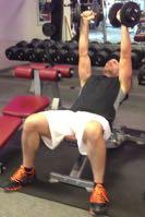 Hold the dumbbells above your chest with your palms turned
