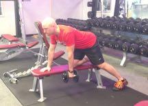 DB Row Rest the left hand flat bench or platform, lean over and