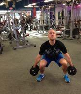 DB Squat Stand with your feet just greater than shoulder-width apart. Start the movement at the hip joint.