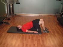 Bridge your hips up by contracting your glutes. Don t use your lower back. Hold your hips elevated for a 1-count.