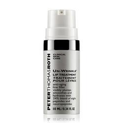 Peter Thomas Roth: Un-Wrinkle Lip Treatment Product Description: Anti-aging, line-filling lip treatment smoothes & hydrates with 24% blend of eight peptides & neuropeptides.