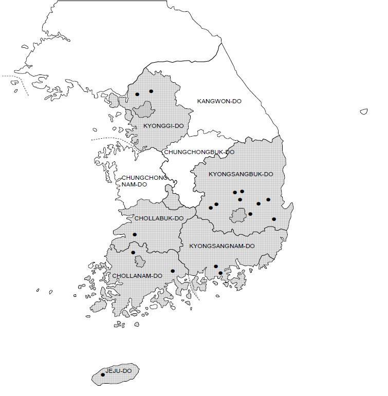 National surveillance of SIV Geographical distribution of pig