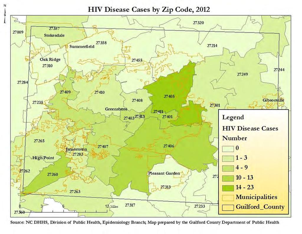 HIV Disease Cases and Rate per 1,, by Race, 212 Diseases African-American White New Cases 71 22 Rate per 1, population 42.
