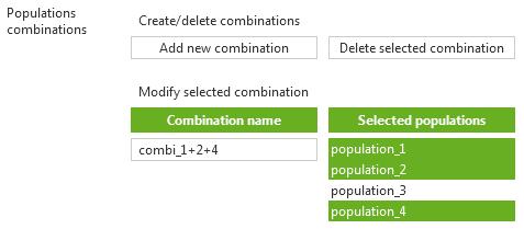 Click Add new combination. This will create a new combination new name 1 that consists of all risk groups. Change Combination name to combi_1+2+4, for instance.