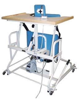 Hand Control adjusts patient height and lifts patient into position. Laminate extra-wide top is 40.5 W x 25.5 D with raised rim.