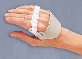 HAND SPLINTS (CON T) 3pp Radial Hinged Ulnar Deviation Splint Soft finger straps permit each finger to be individually aligned for maximum control.