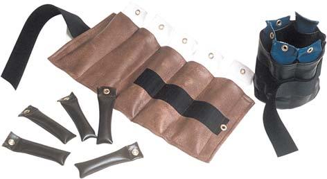 Cando Adjustable Cuff Weights Includes (5) increment weight packets. 027265 Red; 1/2 to 2 1/2 lb.; (1/2lb. Increments) 027166 Black; 1 to 5 lb.; (1lb. Increments) 027167 Brown; 2 to 10 lb.; (2 lb.