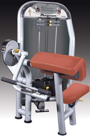 Adjustable back rest aided by gas shock locks user in position Counter balanced exercise arm