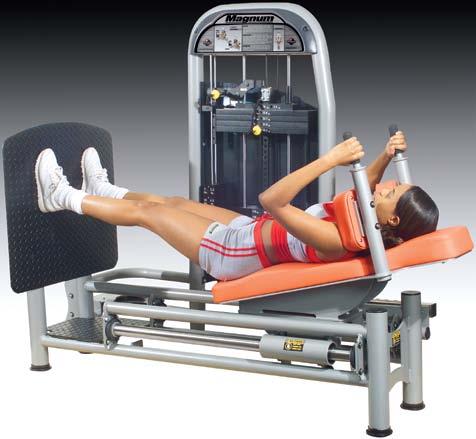SUPPLEMENTARY MACHINES 8 2003 : LYING LEG PRESS Back pad with built in lumbar and cervical support coupled with shoulder pads and hand