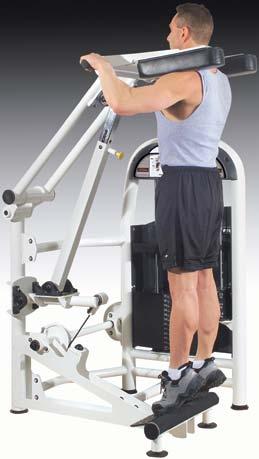 motion Size 30 W x 44 D x 59 H Weight Stack 225 lbs Shipping Weight 462 lbs 2286 : STANDING CALF RAISE Unique foot plate design reduces